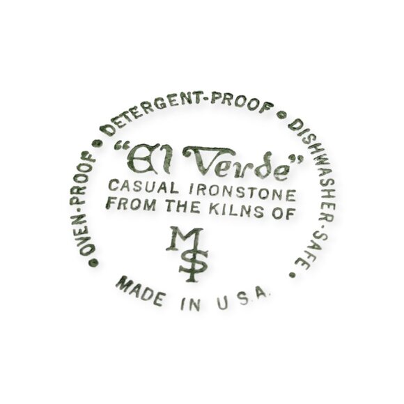 Vintage Max Schonfeld El Verde Casual Ironstone Green & White 12" Round Platter - Picture 7 of 12